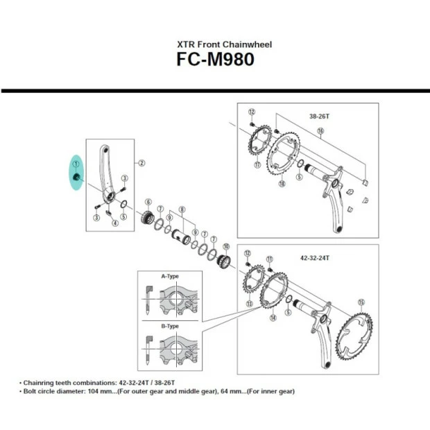 Vis De Cache Shimano Hollowtech 2 XTR M980 - Y1LR13000 3 Vis De Cache Shimano Hollowtech 2 XTR M980 - Y1LR13000